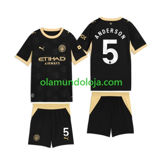 Camisola Manchester City Elliot Anderson 5 Criança Equipamento Segundo 2026-2027 Manga Curta